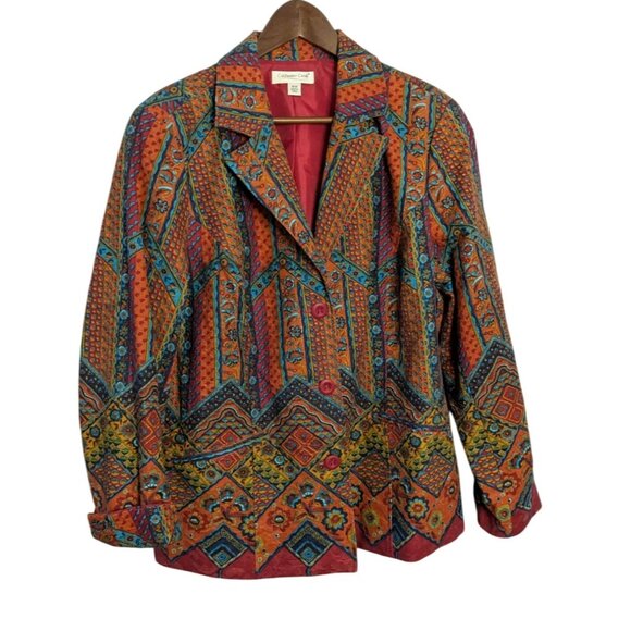 Coldwater Creek Womens Multicolor Geometric Pattern Blazer Jacket W18 Southwest - Picture 1 of 16